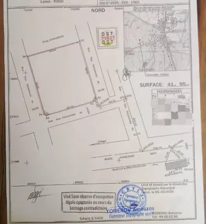 Terrain 4200 m² en vente à Agbelouvé – 2,8 millions FCFA l'unité