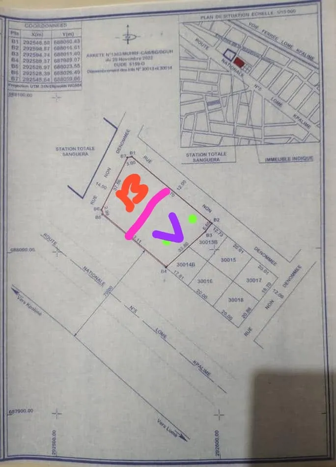 Vente de terrain à Zanguéra, 2 lots collés, bord du boulevard Lomé-Kpalimé – 90 millions FCFA le lot à débattre