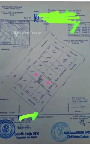 Terrain 2 lots en vente à Adidogomé Madiba Festadore, proche du goudron – 110 millions FCFA