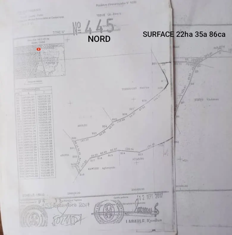 Terrain 22 hectares en vente à Lilikopé – prix à partir de 10 millions FCFA l'unité