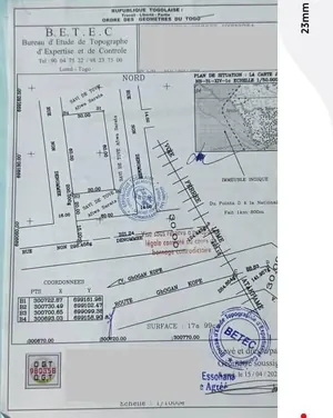 Terrain 1 lot en vente à Adetikopé Adroukpapé – 8 millions FCFA