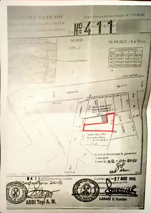 Terrain 554 m² en vente à Légbassito – 22 millions FCFA