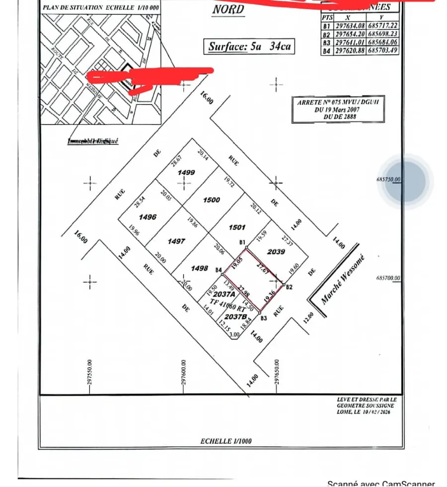 Terrain en vente à Avedji Ametossime – 55 millions FCFA