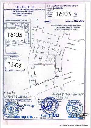 Terrain 2100 m² en vente en angle de rue à Baguida Centre Aéré de la BCEAO – à partir de 150 millions FCFA