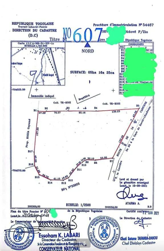 Terrain 60 lots contigus à vendre en bloc à Adetikopé – 12,5 millions FCFA le lot