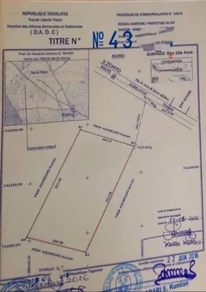Terrain de 33 ha 43 a 88 ca en vente à Agbelouve Tchito Voutokpa – 3,5 millions FCFA l'unité