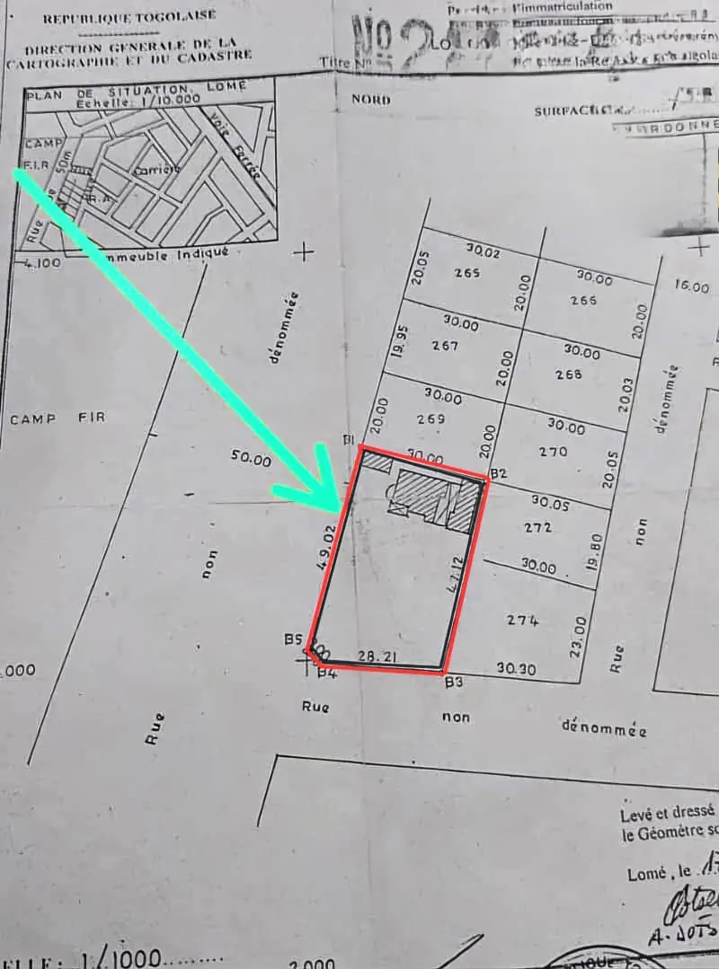 Vente d'un terrain à Agoè Camp FIR, 2,5 lots, angle de rue, à 60m du goudron – 130 millions FCFA