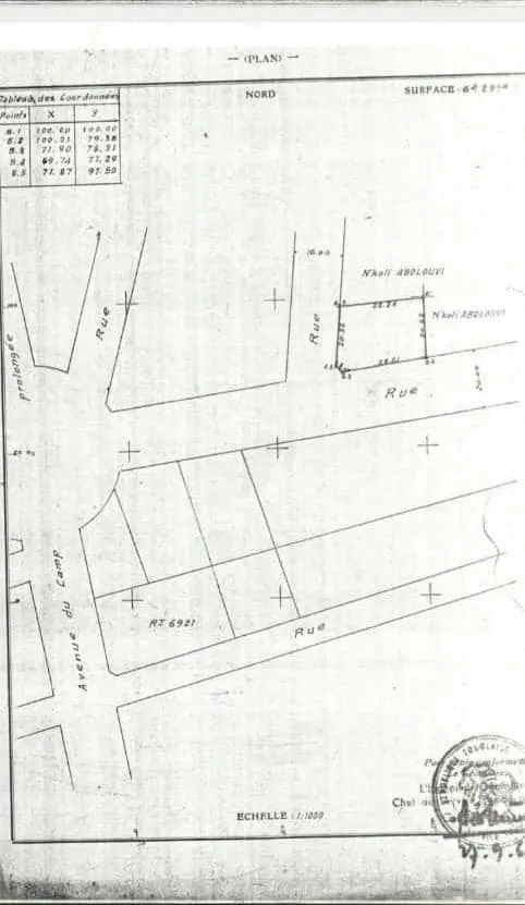 Terrain 629 m² en angle de rue à vendre au bord du goudron à Tokoin Trésor – 165 millions FCFA