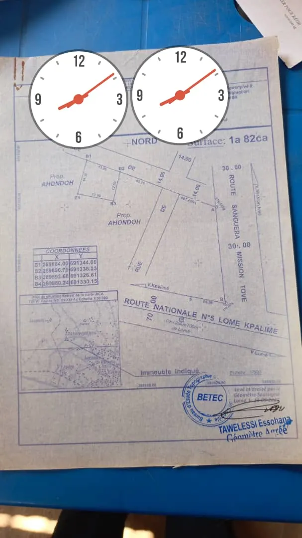 Terrain clôturé de 182 m² en vente à Afiadégnigba Kpala Monou – 4 millions FCFA