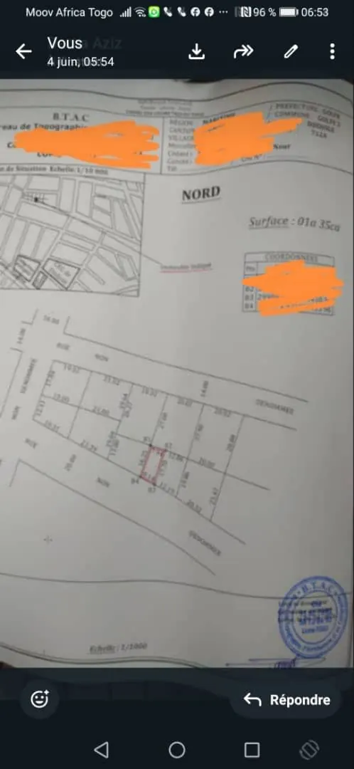 Terrain 1/4 lot en vente à Djidjolé – 13,5 millions FCFA